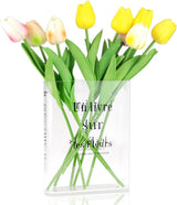 Vaas, tulpenvaas, boekenvaas, acryl, boekbloemenvaas, transparant, doorzichtige handgemaakte vaas voor bloemstukken, woondecoratie