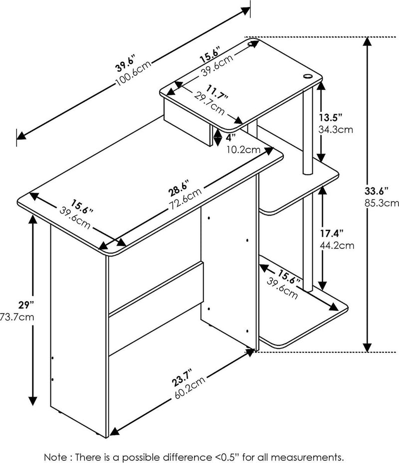 Efficiënte laptop voor thuis, notebook Computertisch, Americano, Edelstahlrohre