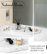Decoratief dienblad, opbergbak van hars, cosmetische badkamerbak, achthoekige serveerplank voor slaapkamer, kaptafel, woonkamertafel, keukengootsteenaccessoires, marmerwit