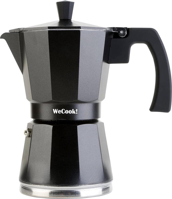 espressomachine inductie, espressomachine, Italiaanse koffie, mokkapot koffiezetapparaat aluminium, 6 kopjes, roestvrijstalen voet, veiligheidsventiel, vitrokeramisch, gas