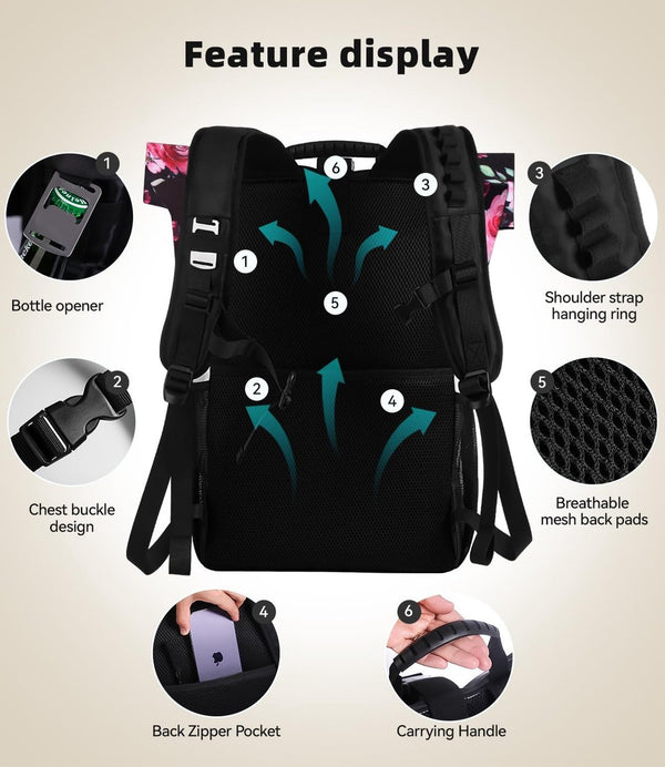 35 liter thermische rugzak, koelrugzak, koeltas, waterdichte picknickrugzak met flesopener, voor picknick, camping, strand, wandelen, reizen, winkelen