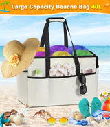 Strandtas XXL familie grote badtas strandtas met ritssluiting strandtas opvouwbare schoudertas badtas familie shopper handtas voor strand vakantie reizen