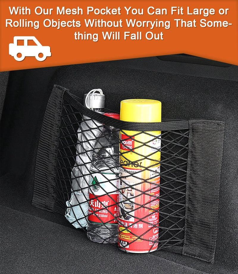 Kofferbak-nettas voor de auto, 4 stuks, 45 x 25 cm, organizer, nettas, universeel, bagagenet, bagagenet, tas, elastisch, opbergen, achterbanktas, beschermnet voor SUV/auto