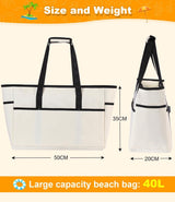Strandtas XXL familie grote badtas strandtas met ritssluiting strandtas opvouwbare schoudertas badtas familie shopper handtas voor strand vakantie reizen