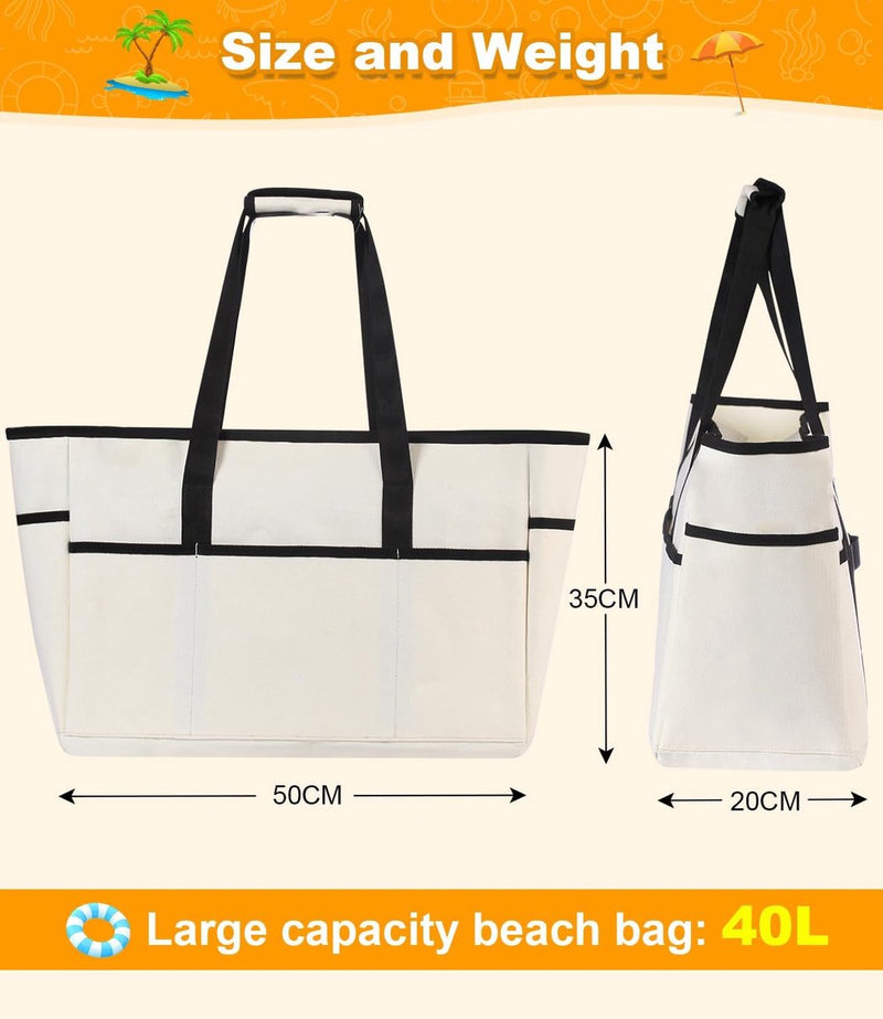 Strandtas XXL familie grote badtas strandtas met ritssluiting strandtas opvouwbare schoudertas badtas familie shopper handtas voor strand vakantie reizen