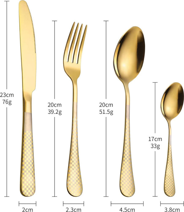 24-delig servies voor 6 personen, roestvrijstalen bestekset, spiegel, keukenbestek met mes, vork, lepel, koffielepel, vaatwasmachinebestendig