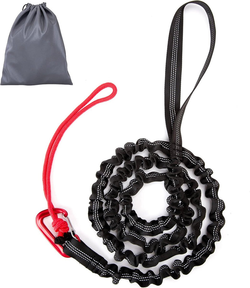 Trektouw voor kinderen, bungee sleepkabel, 1,7 m tot 3 m, ouder-kind-trekkoord, draagvermogen 200 kg, voor kinderfiets, mountainbike, met opbergtas, zwart
