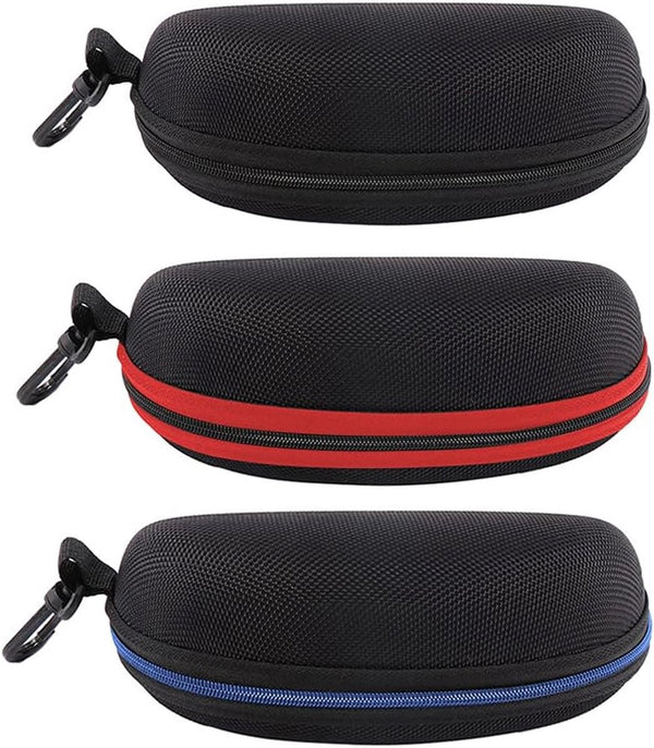3 stuks zonnebril brillenkoker ritssluiting harde schaal met riemclip