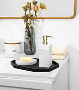 Decoratief dienblad, hars opbergdienblad, cosmetica, badkamerdienblad, achthoekige serveerplank voor slaapkamer, make-uptafel, woonkamertafel, keukenaanrecht, accessoires, mat zwart