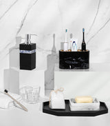 Decoratief dienblad, hars opbergdienblad, cosmetica, badkamerdienblad, achthoekige serveerplank voor slaapkamer, make-uptafel, woonkamertafel, keukenaanrecht, accessoires, mat zwart