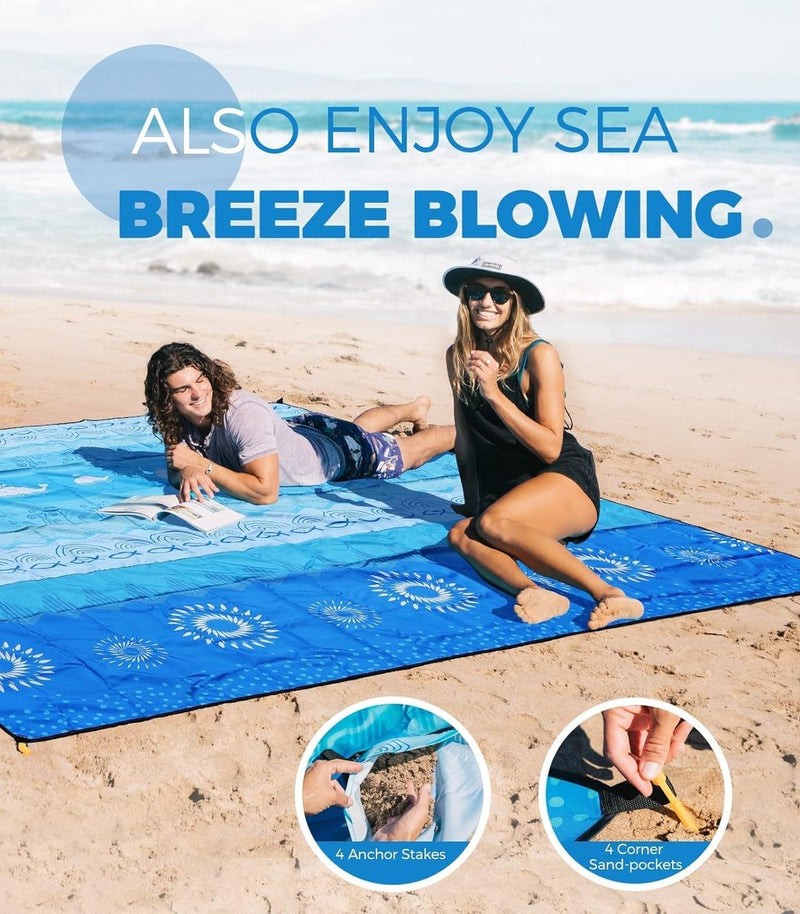 Stranddeken Zandvrij Extra groot Picknickdeken Waterdicht Zacht en duurzaam Materiaal Lichtgewicht en draagbaar Perfect voor reizen, kamperen, strandvakantie