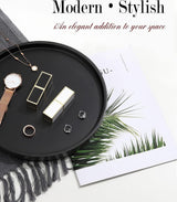 Rond dienblad, marmeren dienblad van hars, decoratief dienblad voor de badkamer, make-up cosmetische organisator, opbergbak voor woonkamer, bureau, keuken, badkamer, mat zwart