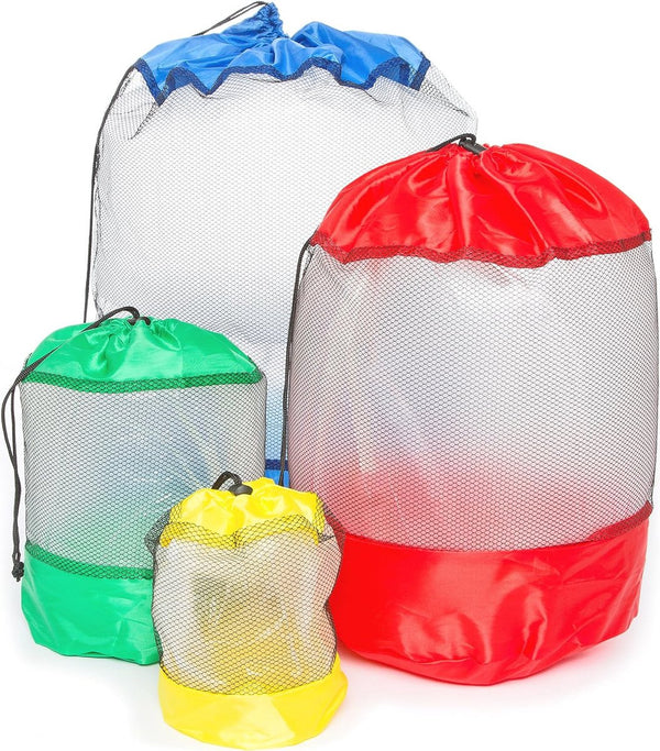 4-delige set netzakken, praktische pakzakken in vier verschillende maten voor sport, vrije tijd, huishouden, outdoor en vakantie