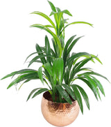 Metalen bloempot, groot, bladmotief, zilver, 22 cm x 17 cm