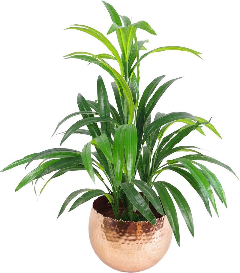 Metalen bloempot, groot, bladmotief, zilver, 22 cm x 17 cm