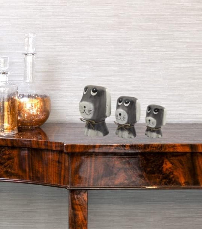 Set van 3 houten hondenfiguren - decoratieve hond - hondenfiguur hondendecoratie - miniatuurhonden - puppyhonden - knutselen - huisdecoratie - huisdecoratie-idee - meubeldecoratie-idee (grijs mod 1)