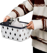 Set van 5 plastic opbergmanden, kleine plankmand voor organiseren, 27 cm x 18 cm x 15 cm organizermand met handvatten voor slaapkamer, kantoor, klaslokaal, school