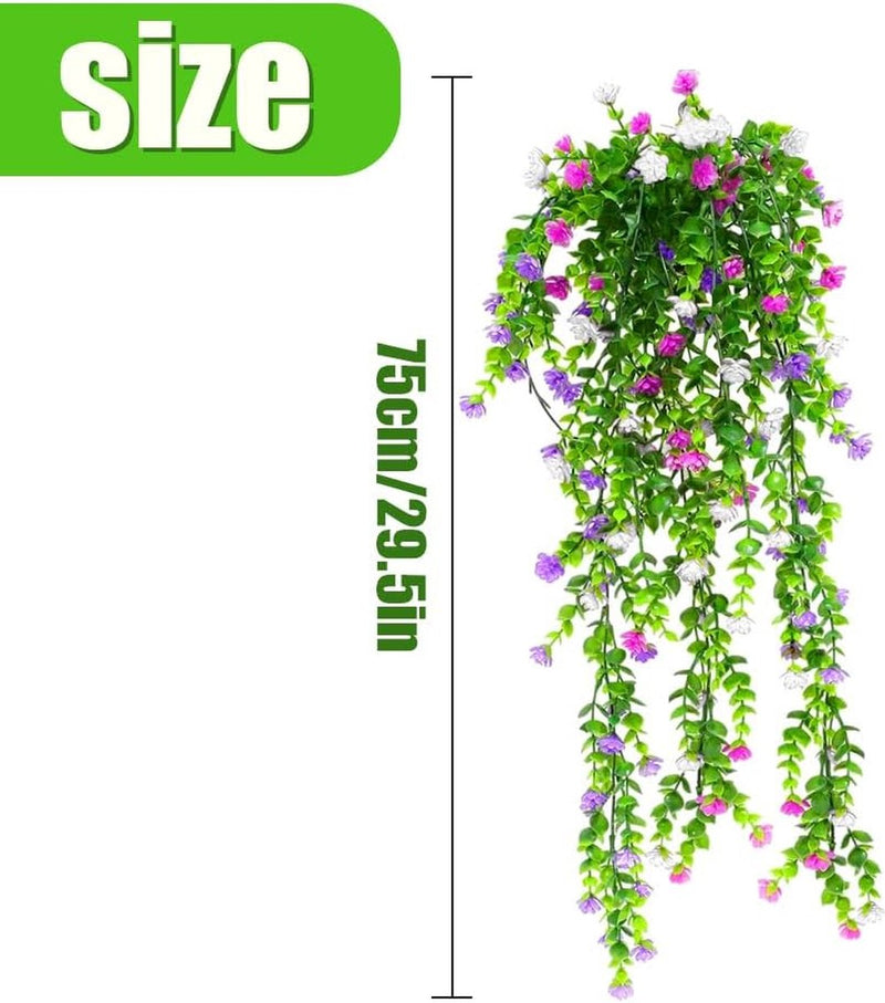 2 stuks kunsthangplanten, bloemen, meerkleurig, kunstbloemen aan de muur, kunsthangplanten, hangbloemen, klimop voor binnen en buiten, balkon, bruiloft, tuin, wanddecoratie