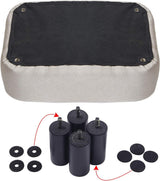 Rechthoekige voetenbank, zitkruk, 42 x 29 x 23 cm, gevoerde kruk van katoenen doek, houten poten, comfortabele en dikke zitbank, ruimtebesparend, voor woonkamer, hal, kantoor, lichtgrijs