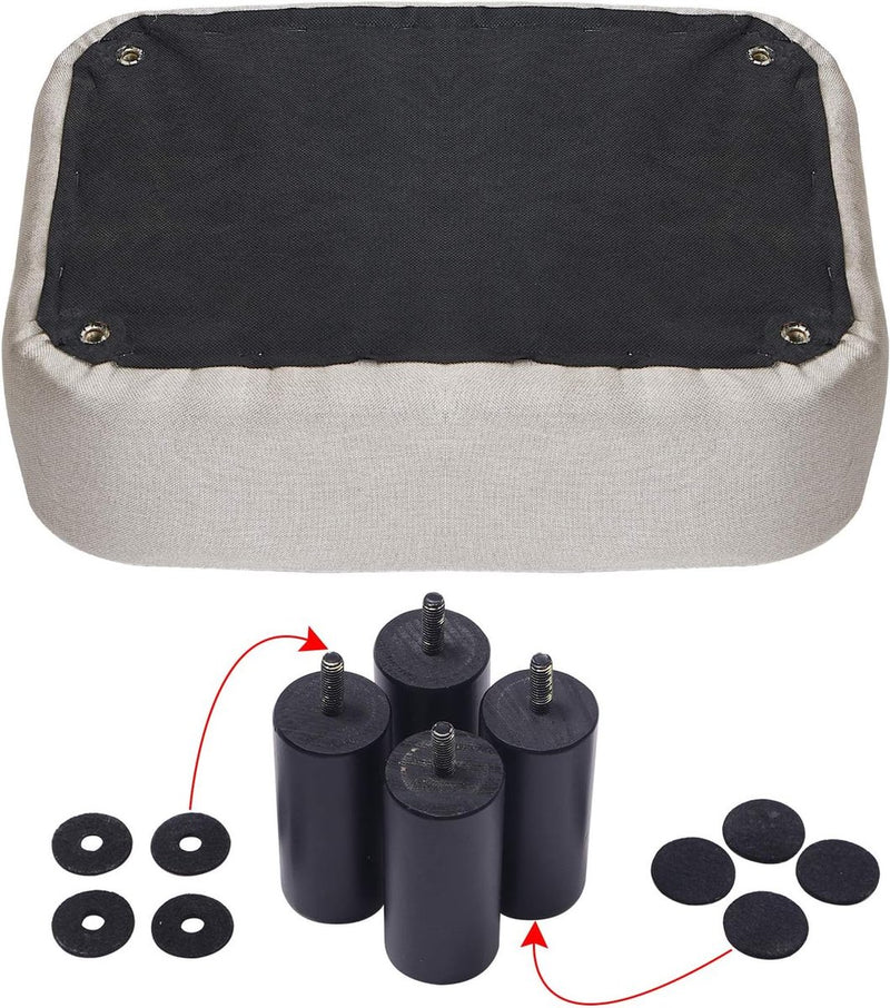 Rechthoekige voetenbank, zitkruk, 42 x 29 x 23 cm, gevoerde kruk van katoenen doek, houten poten, comfortabele en dikke zitbank, ruimtebesparend, voor woonkamer, hal, kantoor, lichtgrijs