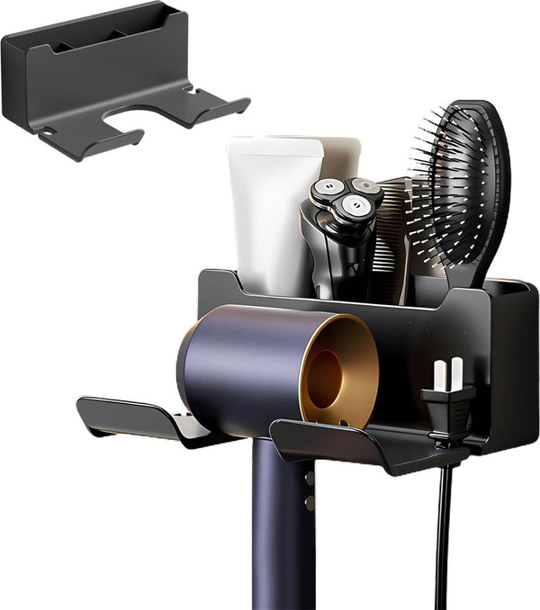 Föhnhouder voor wandmontage, haardrogerhouder met kabelhouder, badkamerorganizer, opslag, muur zonder boren, föhnhouder, voor badkamer, slaapkamer, barbershop