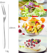 Fruitvork van roestvrij staal, 26 stuks serviesvorken, kleine vork, 130 x 10 mm, dessertminivork, roestvrij staal, voor fruit, groenten, salade, gebak, dessert (zilver)