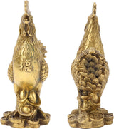 Messing Figuur Haan Gemaakt van Zuiver Koper Kip Decoratie, 10cm / 3,94 Inch Gunstige Haan Standbeeld Ingots Rijkdom Feng Shui Sculptuur Thuiskantoor Chinese Dierenriem Ornament