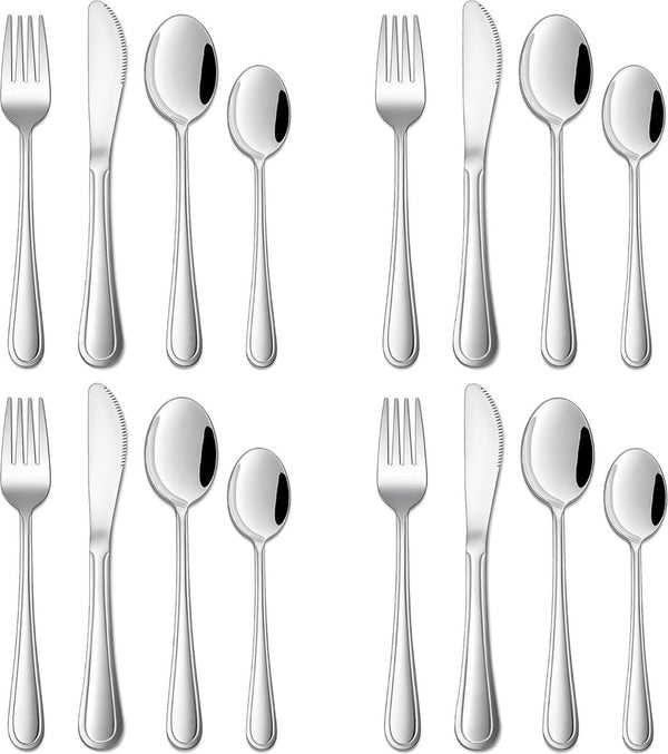 Kinderbestek, roestvrij staal, klein kinderbestek, 16-delige set, kinderbestekset voor jongens/meisjes, peuters, lepels, messen, vorkset vanaf 3 jaar, niet giftig en gezond