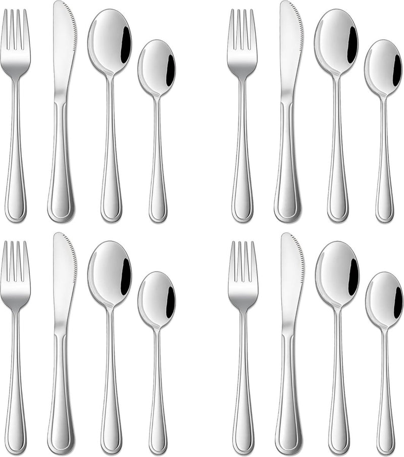 Kinderbestek, roestvrij staal, klein kinderbestek, 16-delige set, kinderbestekset voor jongens/meisjes, peuters, lepels, messen, vorkset vanaf 3 jaar, niet giftig en gezond