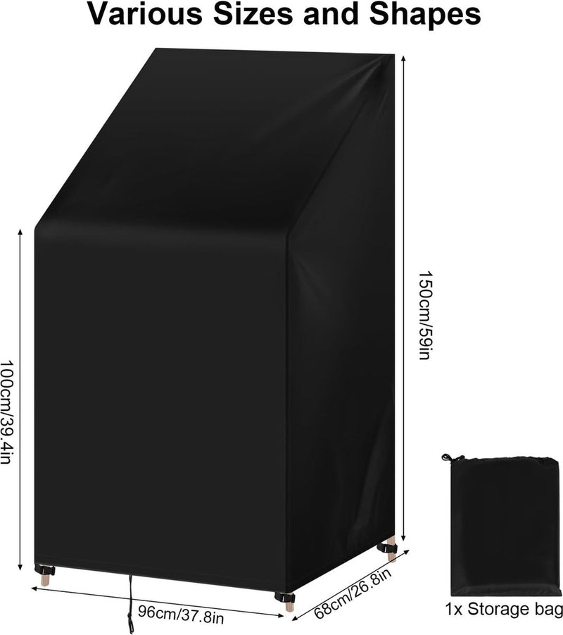Afdekking voor tuinmeubelen, tuinstoelen, 68 x 96 x 110/150 cm, afdekhoes van 420D Oxford-weefsel, waterdicht afdekzeil, uv-bestendig, beschermhoes voor meubelsets, tuintafel, zitgroep, zwart