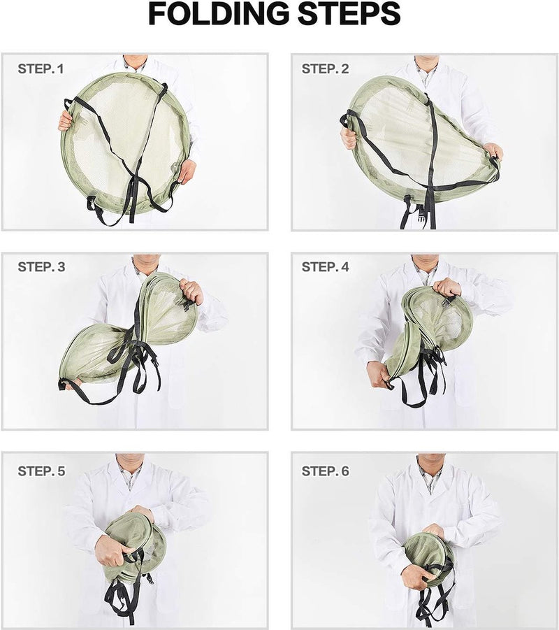 Kruidennet om op te hangen, 4 lagen, groen net, met opvouwbare, zware ringen, inklapbaar, hydrocultuur-plantenknoppen, robuust hangnet