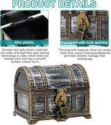 Afsluitbare schatkist voor kinderverjaardag, schatkist bruiloft met slot, kunststof piraten, schatkist, klein, bewaren en decor, schatkist piraat, schatfeest (1)