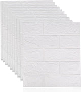10 stuks 3D-baksteenbehang, zelfklevende wandpanelen, 38,5 x 35 cm, wit baksteenpatroon, muurstickers, voor badkamer, slaapkamer, woonkamer, balkon, keuken