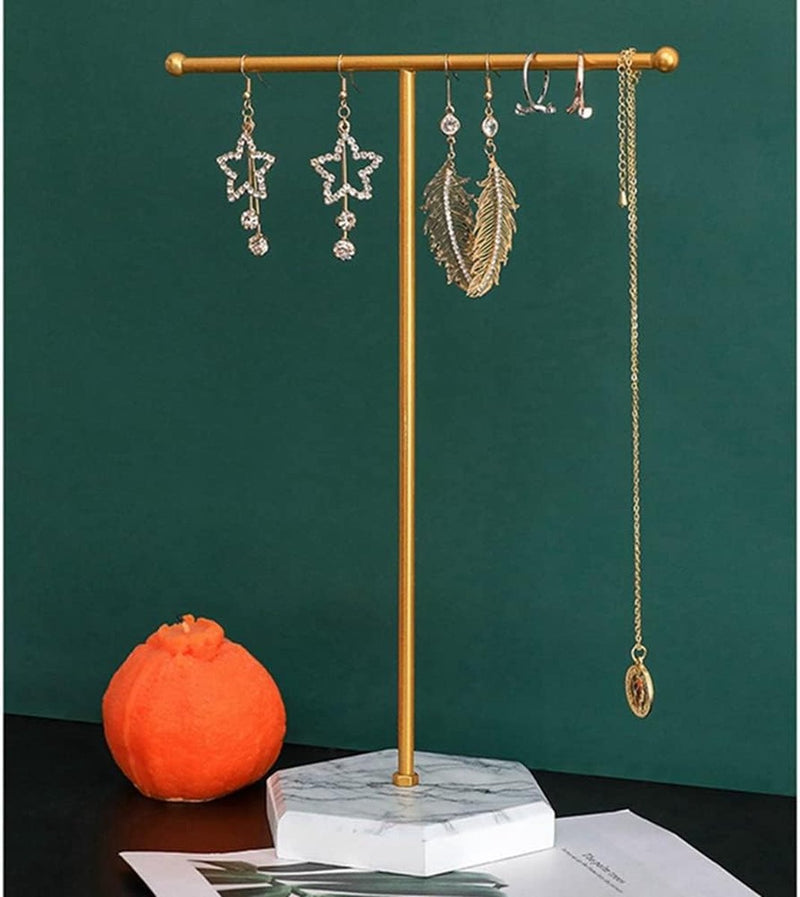 Sieradenstandaard, halskettinghouder, T-stang, geplateerde metalen tafelsieradenorganizer voor het ophangen van sieraden B