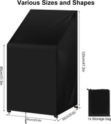 Afdekking voor tuinmeubelen, tuinstoelen, 65 x 65 x 120/80 cm, afdekhoes van 420D Oxford-weefsel, waterdicht, uv-bestendig, beschermhoes, zeil voor meubelsets, tuintafel, zitgroep, zwart