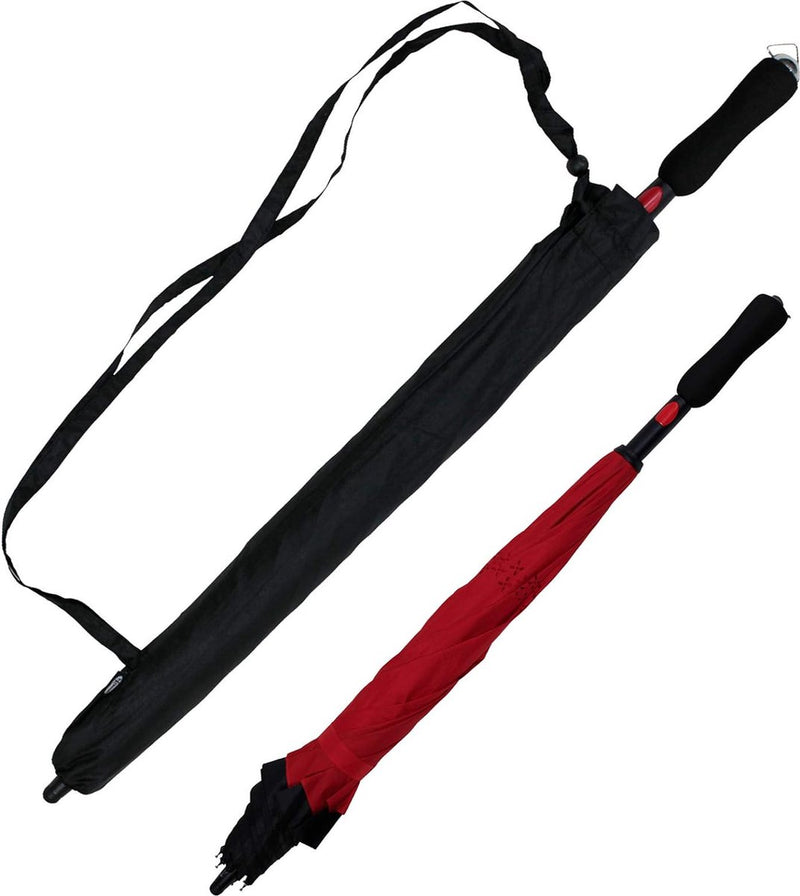 Omkeerparaplu automatisch - kan ondersteboven worden geopend, Zwart/Donkerrood, Omkeerparaplu