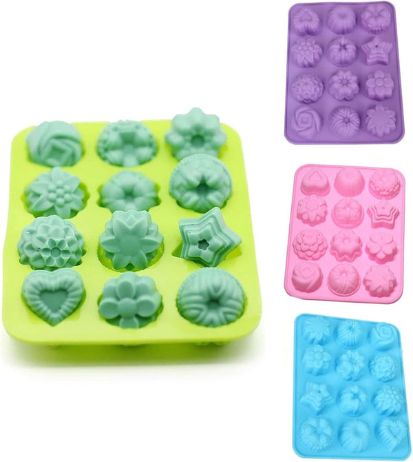 Siliconen muffinvorm taart dessert siliconen vorm handgemaakte zeepvormen DIY zeepvorm siliconen zeep vorm bakvorm bakvorm voor zeep, brood, chocolade, gelei, snoep 2-pakket willekeurige kleur