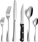 Bestekset, 36-delige bestekset voor 6 personen met steakmes, mesvorklepel, roestvrijstalen bestek voor familie/feest/restaurant, spiegelgepolijst en vaatwasmachinebestendig