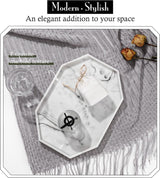 Decoratief dienblad, opbergbak van hars, cosmetische badkamerbak, achthoekige serveerplank voor slaapkamer, kaptafel, woonkamertafel, keukengootsteenaccessoires, marmerwit