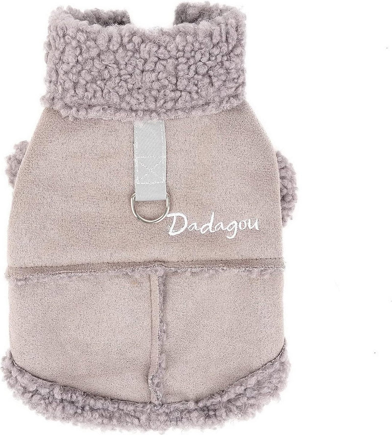 Hondenwinterjas voor kleine honden Schaarfleece Hondenjas Warme puppykleding Zacht huisdiervest met D-ring Winddicht Koud weer Kleding voor Chihuahua Yorkie Grijs S