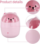 Bureauprullenbak, schattige, schattige mini kleine vuilnisbak, pennenhouder met deksel, draagbare verwijderbare tafelafvalbak, plastic afvalbak voor kantoor (oranje)