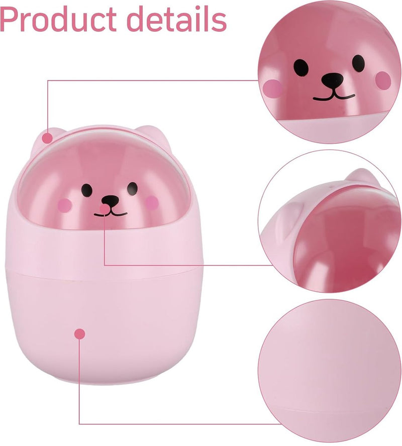 Bureauprullenbak, schattige, schattige mini kleine vuilnisbak, pennenhouder met deksel, draagbare verwijderbare tafelafvalbak, plastic afvalbak voor kantoor (oranje)