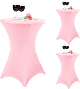 Set van 3 stretch-bartafelhoezen voor bistrotafels, diameter 80-85 cm, elegante versteviging in het voetgedeelte, stretch-covers roze hoezen voor bartafels en bistrotafels (80 x 110 cm, roze).