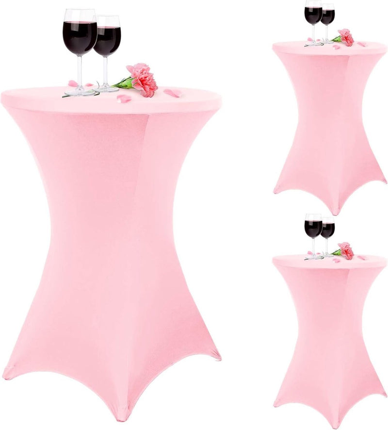 Set van 3 stretch-bartafelhoezen voor bistrotafels, diameter 80-85 cm, elegante versteviging in het voetgedeelte, stretch-covers roze hoezen voor bartafels en bistrotafels (80 x 110 cm, roze).