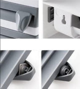 Wandvershoudfolie, opbergrek, snijafroller, foliesnijder met plank, 3 vakken, papierrolhouder, tot 28 cm