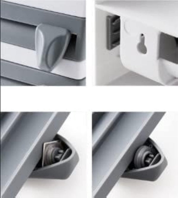 Wandvershoudfolie, opbergrek, snijafroller, foliesnijder met plank, 3 vakken, papierrolhouder, tot 28 cm