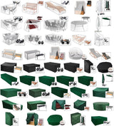 Beschermhoes voor meubelsets, 193 x 136 x 88 cm, afdekking voor tuinmeubelen, zitgroep, afdekhoes van PE, zeil, uv-bestendig, waterafstotend, winterbestendig, scheurvast, groen