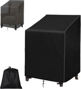 Beschermhoes voor stapelstoelen (78 x 78 x 80/120 cm), 420D Oxford tuinstoel beschermhoes, waterdicht, winddicht, UV-bestendig, stoffen tuinmeubel beschermhoes