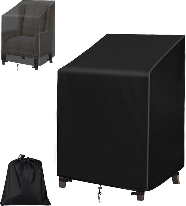Beschermhoes voor stapelstoelen (78 x 78 x 80/120 cm), 420D Oxford tuinstoel beschermhoes, waterdicht, winddicht, UV-bestendig, stoffen tuinmeubel beschermhoes