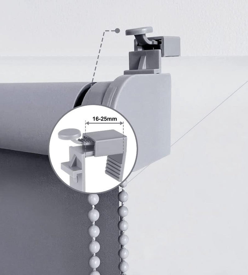 Verduisterend rolgordijn, thermorolgordijn, 45 x 160 cm, lichtgrijs, zonder boren, met gelijkkleurige coating, Oeko-Tex-standaard 100, inkijkbescherming, zonwering, klembevestiging, voor ramen